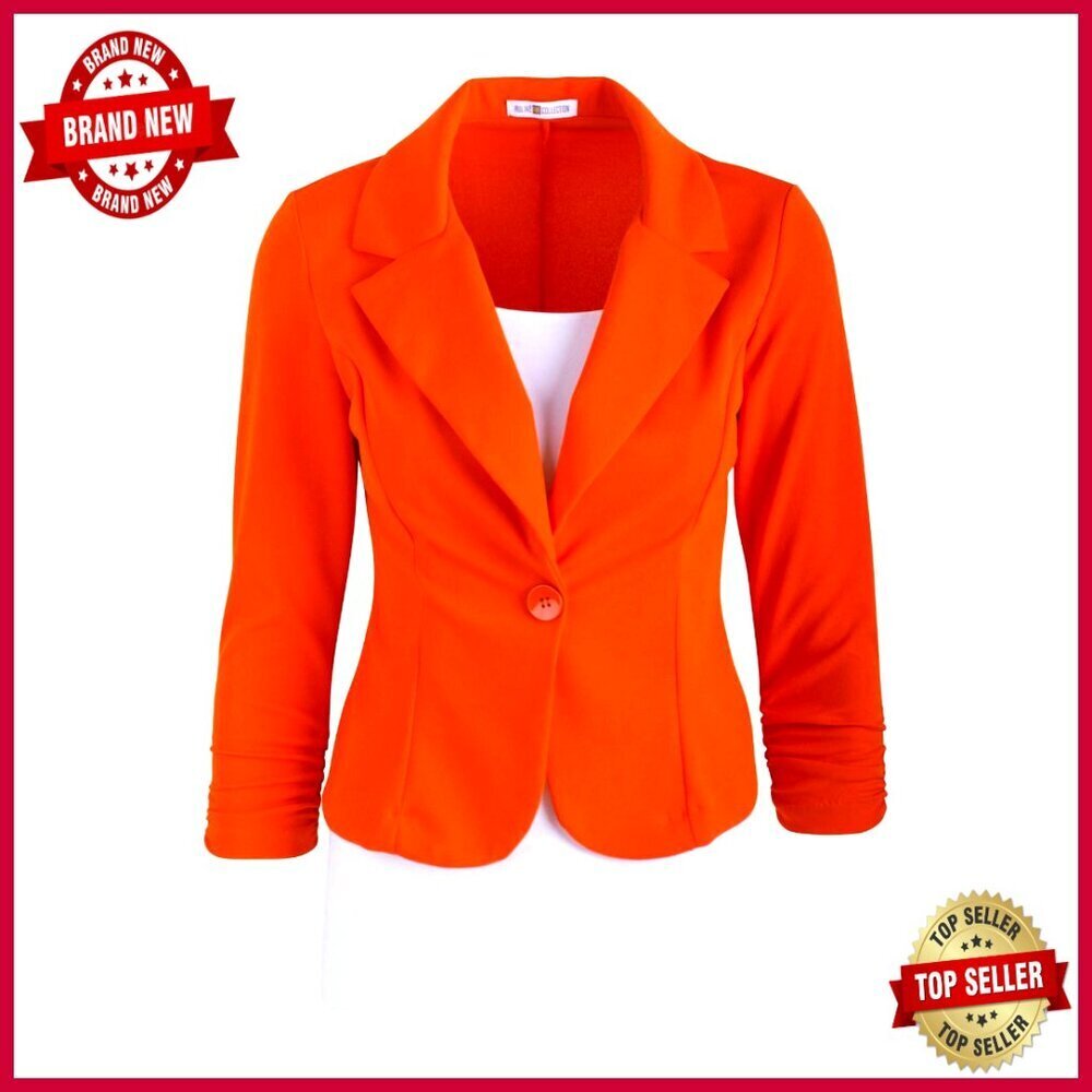 Large Slim Fit Knit Blazer, 3/4 Sleeve, Casual Work Wear